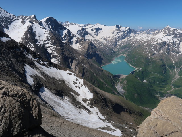 Stausee Mooserboden vom Hirzbachtörl aus (22. Juni)