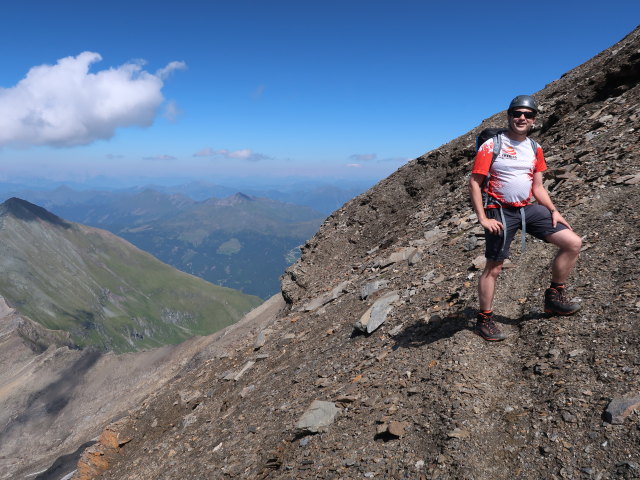 Ronald am Klagenfurter Jubiläumsweg zwischen Oberer Jausenscharte und Hocharn (8. Aug.)