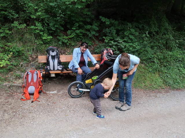 Ulrike, Nils und Sabine im Kaisertal zwischen Gasthof Veitenhof und Gasthof Pfandl (23. Aug.)