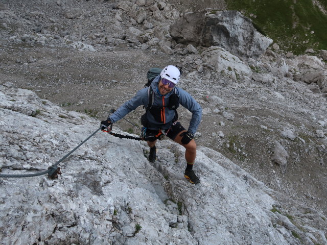 Kaiserschützen-Klettersteig: Christoph im Einstieg (24. Aug.)