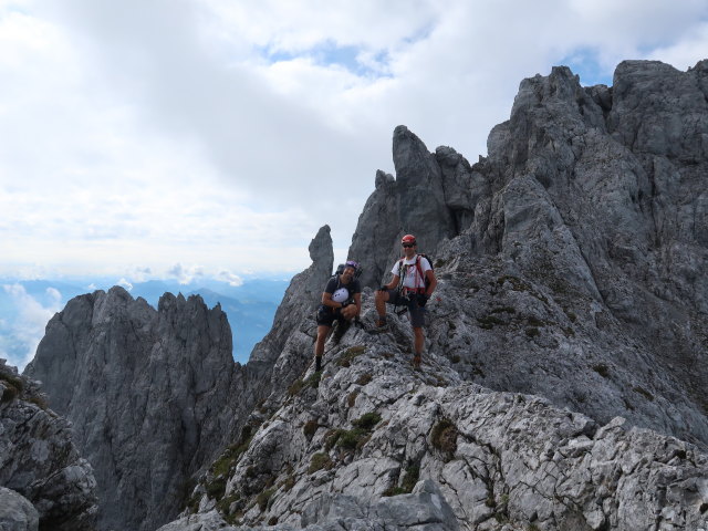 Kaiserschützen-Klettersteig: Christoph und ich zwischen Abzweigung Gamshalt und Ellmauer Halt (24. Aug.)